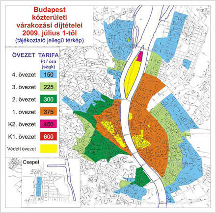 Budapest parkolási díjak és övezetek