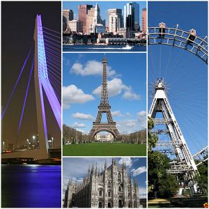 Milánó –Dóm, Bécs – Práter, Milánó –Dóm, Boston felhőkarcolói, Párizs – Eiffel-torony