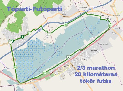 Tóparti Futóparti futás a Velencei-tó körül a kerékpárúton