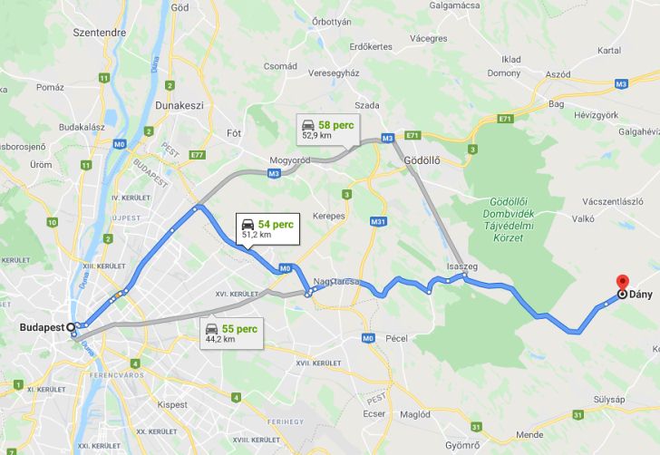 dány térkép Dány Budapest távolsága autóval   közlekedési térkép magyarország