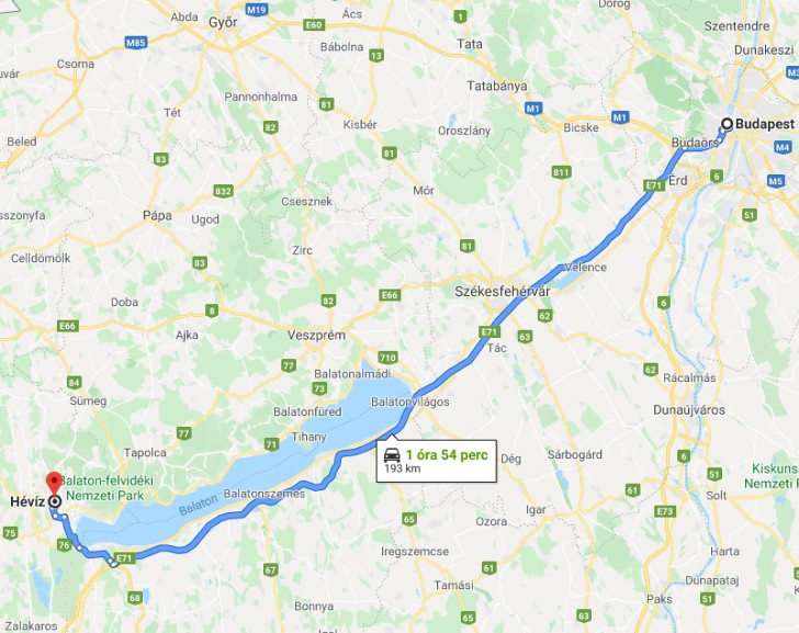 magyarország héviz térkép Hévíz Budapest távolsága térképen légvonalban és autóval 