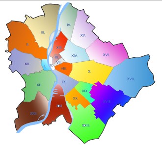 budapest kerületei térkép Budapest kerületei térképen