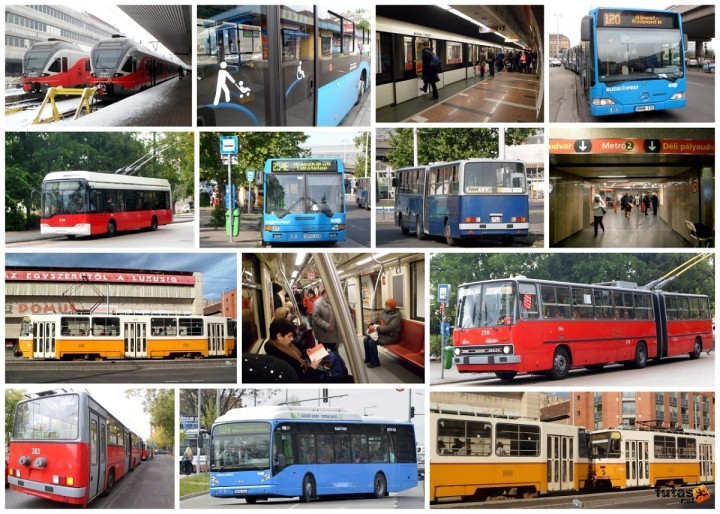 Budapest tömegközlekedési járművek busz, villamos, metró, vasút